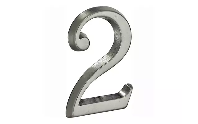 Huisnummer Antiek mat chroom Cijfer 2 Roman 50mm
