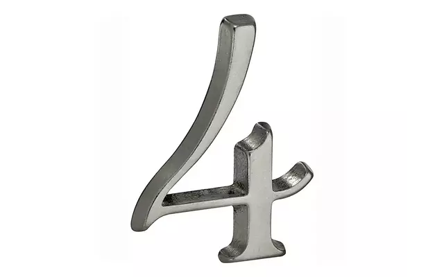Huisnummer Antiek mat chroom Cijfer 4 Roman 50mm