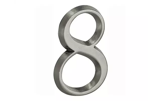 Huisnummer Antiek mat chroom Cijfer 8 Roman 50mm