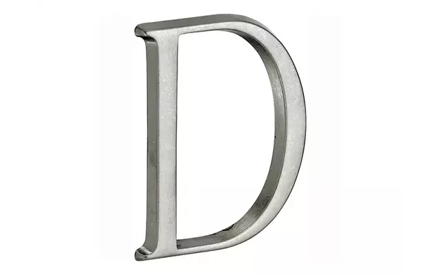Huisletter Antiek mat chroom Letter D Roman 50mm
