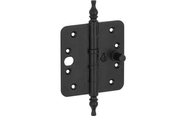 Veiligheidskogellagerscharnier Zwart Vaasknop 89x89mm SKG3 met ronde hoeken