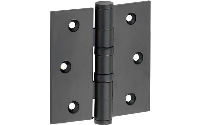 Kogellagerscharnier Zwart Platkop 76x76mm Met rechte hoek