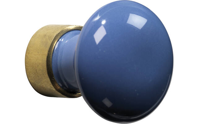 Meubelknop Porselein Paddenstoel 30mm Messing/blauw