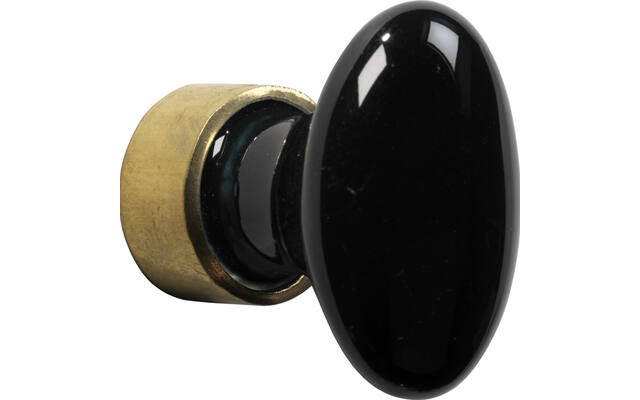 Meubelknop Porselein Ovaal 60mm Zwart/Messing