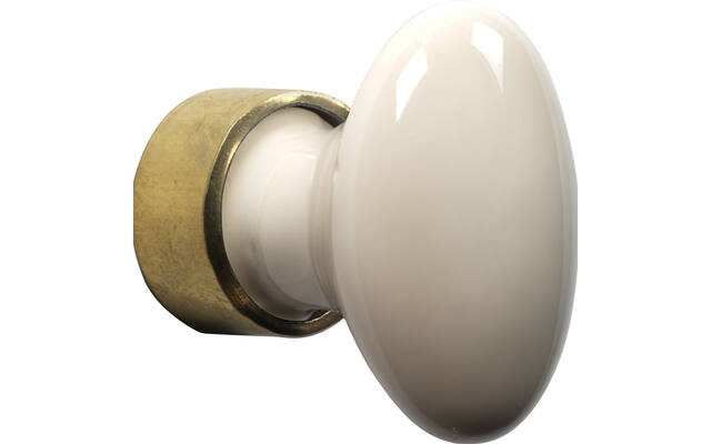 Meubelknop Porselein Ovaal 33mm Messing/camee