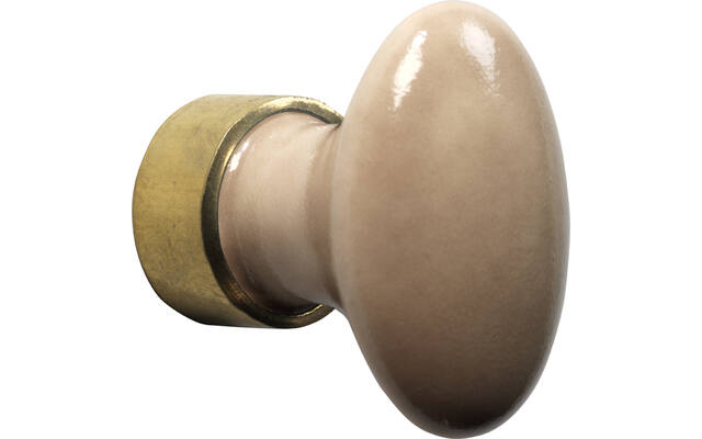 Meubelknop Porselein Ovaal 33mm Messing/camee mat