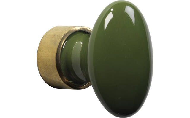 Meubelknop Porselein Ovaal 33mm Messing/keizergroen