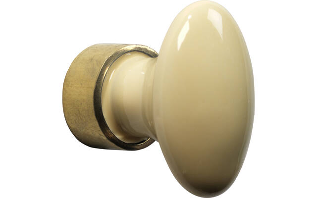 Meubelknop Porselein Ovaal 33mm Messing/vanille