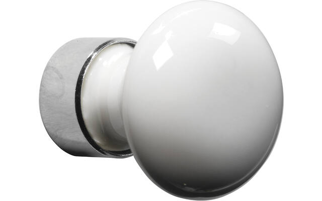 Meubelknop Porselein Paddenstoel 25mm Wit/Nikkel