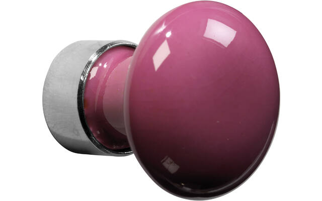 Meubelknop Porselein Paddenstoel 30mm Nikkel/fuchsia