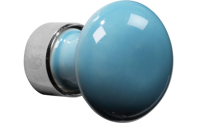 Meubelknop Porselein Paddenstoel 30mm Nikkel/turquoise