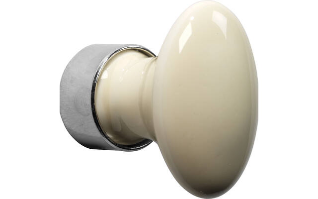 Meubelknop Porselein Ovaal 42mm Ivoor/Nikkel