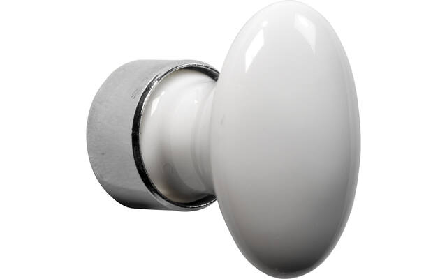 Meubelknop Porselein Ovaal 60mm Wit/Nikkel