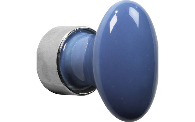 Meubelknop Porselein Ovaal 33mm Nikkel/blauw