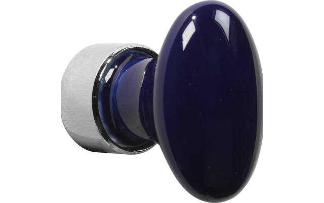 Meubelknop Porselein Ovaal 33mm Nikkel/blauwsevres