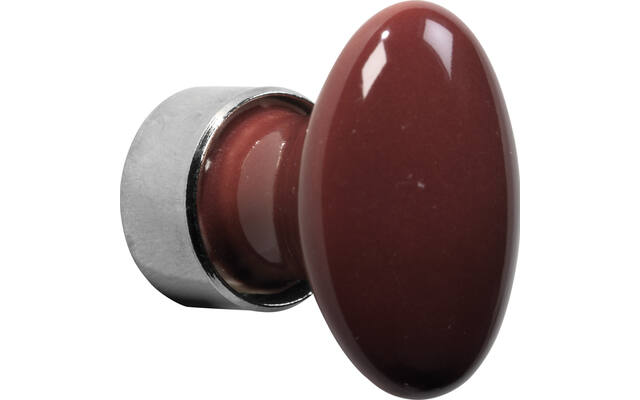 Meubelknop Porselein Ovaal 33mm Nikkel/Bordeaux