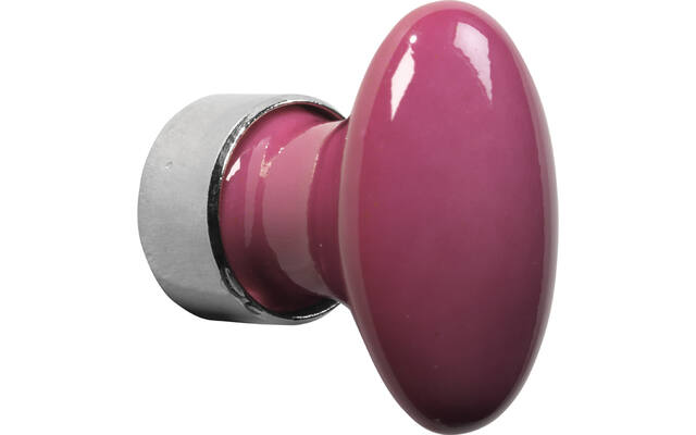 Meubelknop Porselein Ovaal 33mm Nikkel/fuchsia