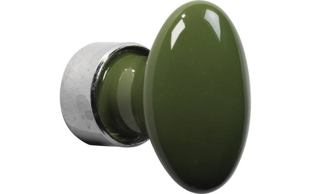 Meubelknop Porselein Ovaal 33mm Nikkel/keizergroen