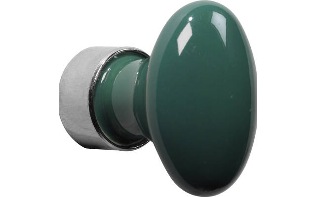 Meubelknop Porselein Ovaal 33mm Nikkel/Tirolgroen