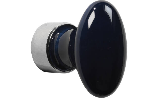 Meubelknop Porselein Ovaal 33mm Nikkel/donkerblauw