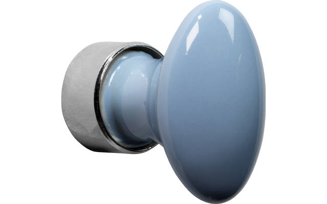 Meubelknop Porselein Ovaal 33mm Nikkel/lichtblauw