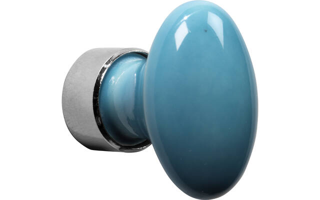 Meubelknop Porselein Ovaal 33mm Nikkel/turquoise