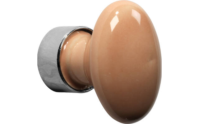 Meubelknop Porselein Ovaal 33mm Nikkel/zalm