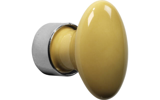 Meubelknop Porselein Ovaal 33mm Nikkel/mosterd