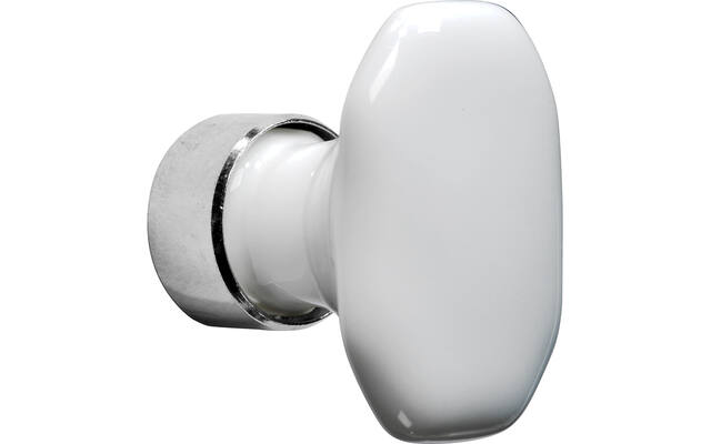 Meubelknop Porselein Ovaal Octo 36mm Wit/Nikkel