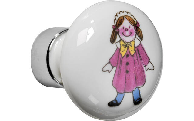 Meubelknop Porselein Paddenstoel 30mm Nikkel/pop