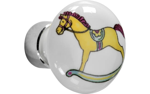 Meubelknop Porselein Paddenstoel 30mm Nikkel/paard