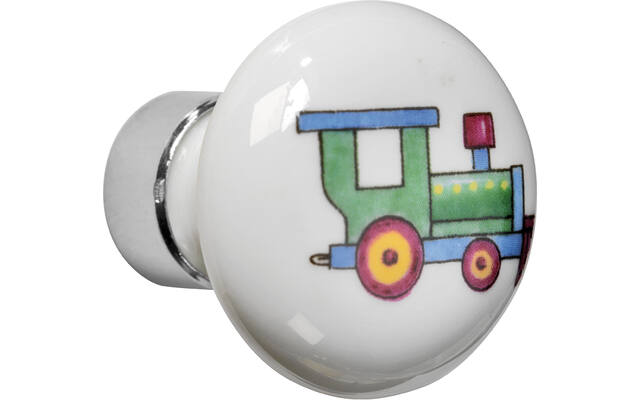 Meubelknop Porselein Paddenstoel 30mm Nikkel/trein