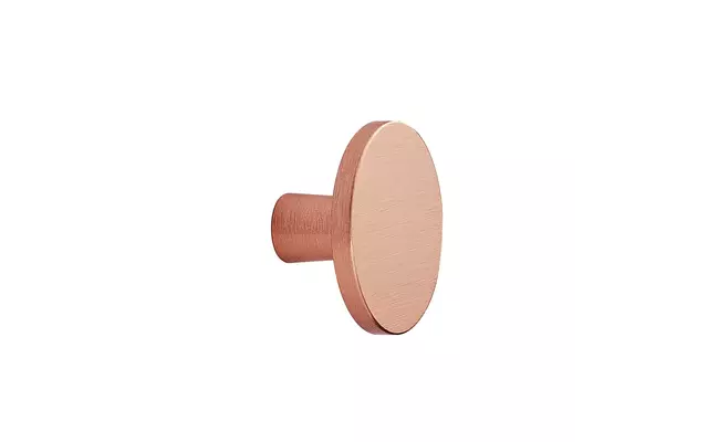 Meubelknop rood koper geborsteld Plato rond 42mm