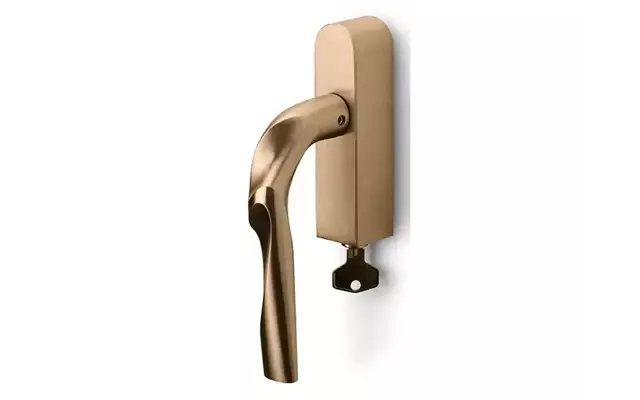 Draaikiep raamkruk Links Licht brons PVD Zaha Hadid Eleez ZH100-DKLOCK-O Afsluitbaar