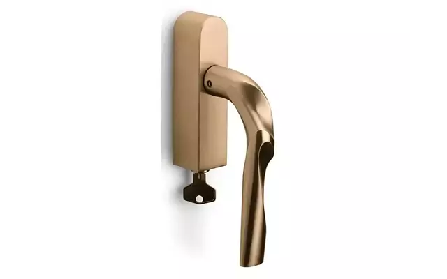 Draaikiep raamkruk Rechts Licht brons PVD Zaha Hadid Eleez ZH100-DKLOCK-O Afsluitbaar