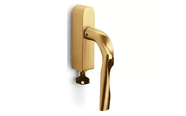 Draaikiep raamkruk Rechts Mat goud PVD Zaha Hadid Eleez ZH100-DKLOCK-O Afsluitbaar