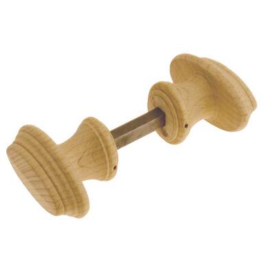 Knopkruk Hout Beuken Ovaal met ril 70x35mm Met krukstift, zonder rozetten