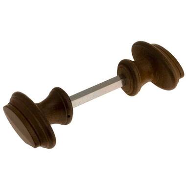 Knopkruk Hout Afrormosia Ovaal met ril 70x35mm Met krukstift, zonder rozetten