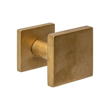 Intersteel Voordeurknop vierkant 64x64mm op achterplaat 54x54mm verkropt eenzijdige montage PVD messing getrommeld