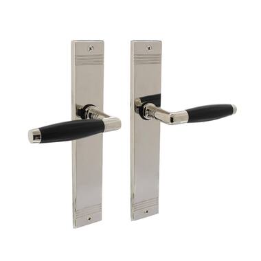 Intersteel Deurkruk Ton basic met schild rechthoekig met rillen 235x43mm blind nikkel/zwart