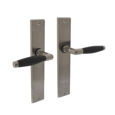 Intersteel Deurkruk Ton basic met schild rechthoekig met rillen 235x43mm blind nikkel mat/zwart