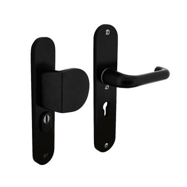 Intersteel Veiligheidsbeslag SKG*** greep/kruk profielcilinder 55 mm met kerntrekbeveiliging aluminium zwart
