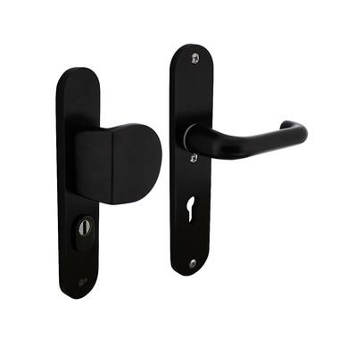 Intersteel Veiligheidsbeslag SKG*** greep/kruk profielcilinder 72 mm met kerntrekbeveiliging aluminium zwart
