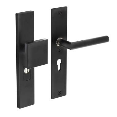 Intersteel Veiligheidsbeslag kerntrekbeveiliging profielcilindergat rechthoekig mat zwart 55 mm voordeurbeslag