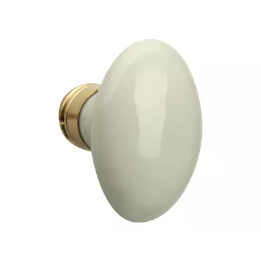 Knopkruk Evelyne Ovaal Ivoor Porselein en messing 65x42mm