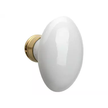 Knopkruk Evelyne Ovaal Wit Porselein en messing 65x42mm