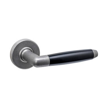 Intersteel Deurkruk Combinatie op rozet verdekt 53x10mm rvs getrommeld/zwart