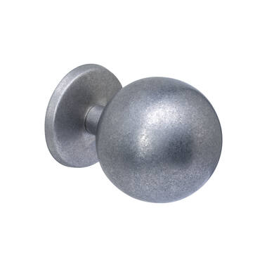 Intersteel Voordeurknop bol 75mm op achterplaat 66mm eenzijdige montage rvs getrommeld