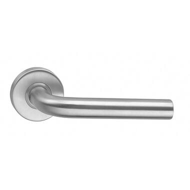 Intersteel Deurkruk Recht geveerd op rozet 53x10 mm met ring rvs geborsteld
