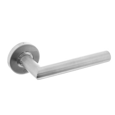 Intersteel Deurkruk Hoek 9° geveerd op rozet 53x10 met ring rvs geborsteld